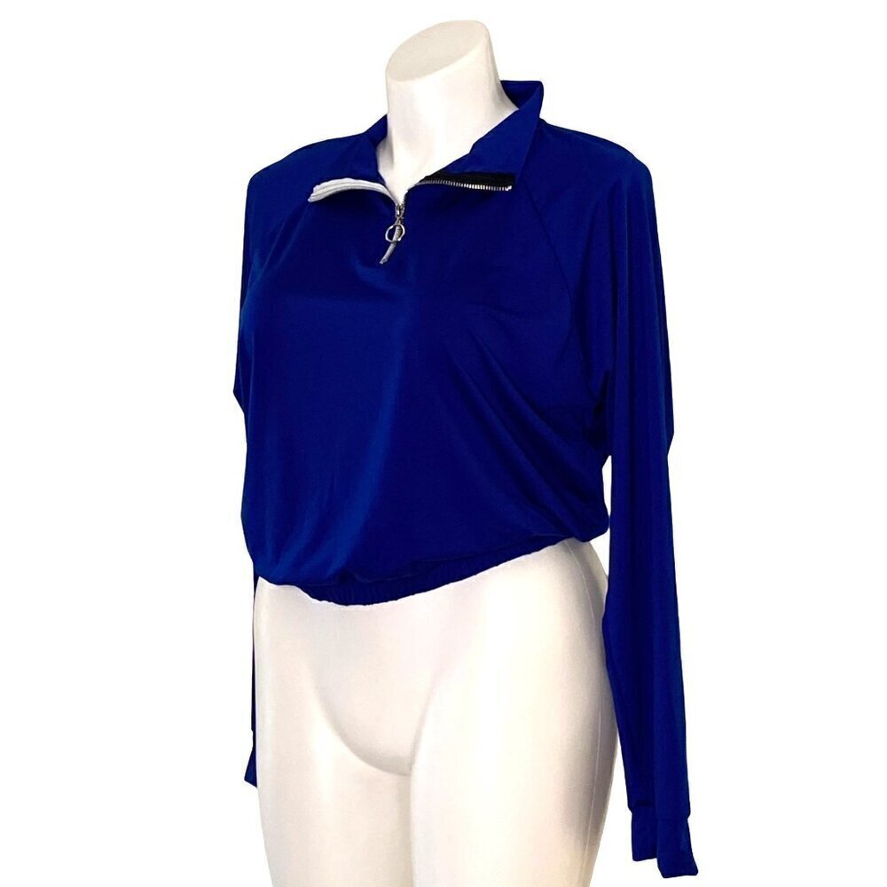 Fashion Nova NWT Royal Blue Mock Neck Top, Do You Even Gym Women's Size 2X - Picture 8 of 11